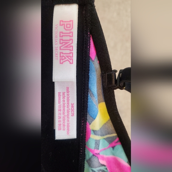 34C PINK VS Where Everywere Wireless Lightly Lined Bright Leaf Print Bra NWOT - Picture 7 of 7